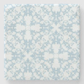 Bleek blauw Damask Stenen Onderzetter (Voorkant)