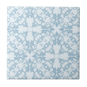 Bleek blauw Damask Tegeltje