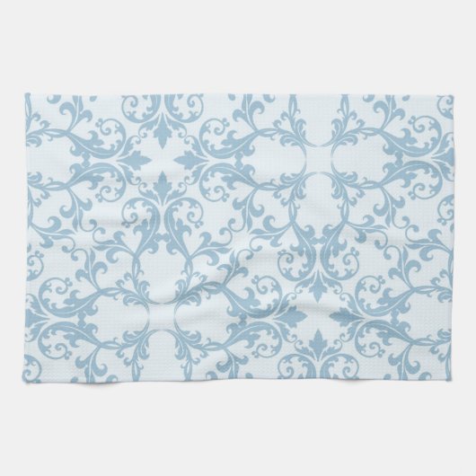 Bleek blauw Damask Theedoek (Horizontaal)