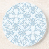 Bleek blauw Damask Zandsteen Onderzetter (Voorkant)