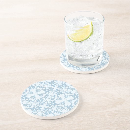 Bleek blauw Damask Zandsteen Onderzetter (Zijkant)