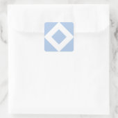 Bleek blauw diamant, blauwe witte rand vierkante sticker (Tas)