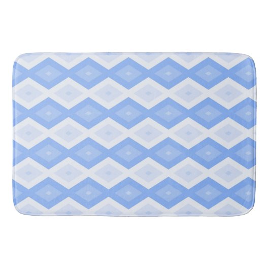 Bleek blauw diamantpatroon badmat (Voorkant)