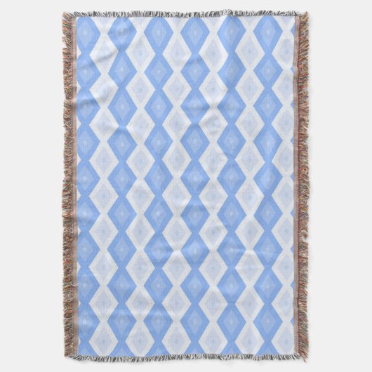 Bleek blauw diamantpatroon deken (Voorkant Verticaal)