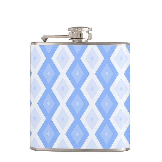 Bleek blauw diamantpatroon heupfles (Voorkant)