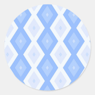 Bleek blauw diamantpatroon ronde sticker