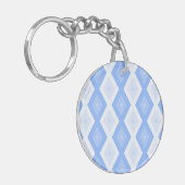 Bleek blauw diamantpatroon sleutelhanger (Voorkant Links)