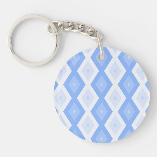 Bleek blauw diamantpatroon sleutelhanger (Voorkant)
