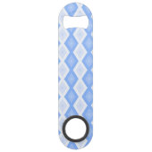 Bleek blauw diamantpatroon speed flessenopener (Achterkant)