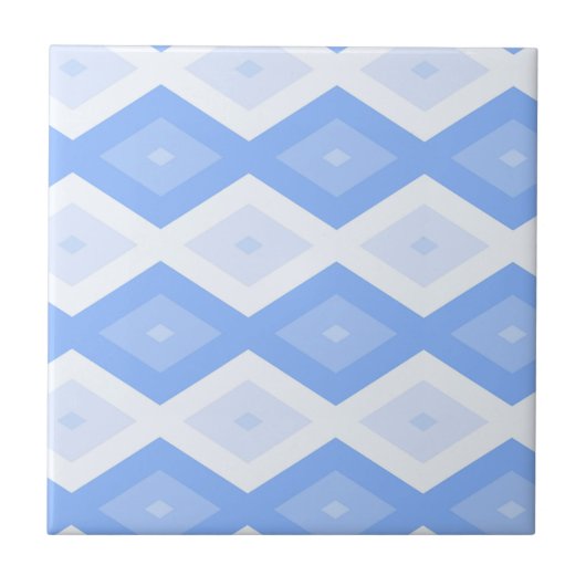 Bleek blauw diamantpatroon tegeltje (Voorkant)
