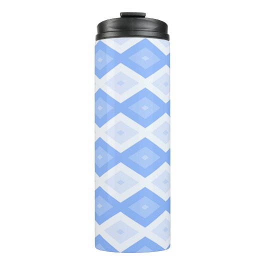 Bleek blauw diamantpatroon thermosbeker (Voorkant)