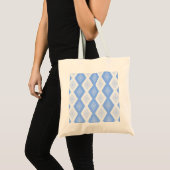 Bleek blauw diamantpatroon tote bag (Voorkant (product))