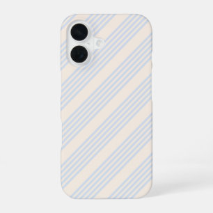 Bleek blauw en beige vijf strepen patroon iPhone 16 hoesje