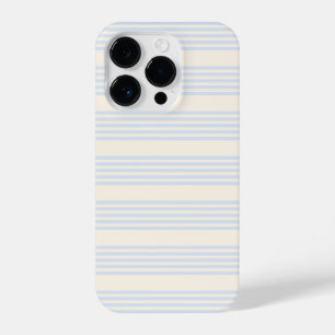Bleek blauw en beige vijf strepen patroon iPhone 14 plus hoesje