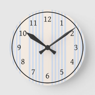 Bleek blauw en beige vijf strepen patroon ronde klok