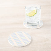 Bleek blauw en beige vijf strepen patroon zandsteen onderzetter (Zijkant)