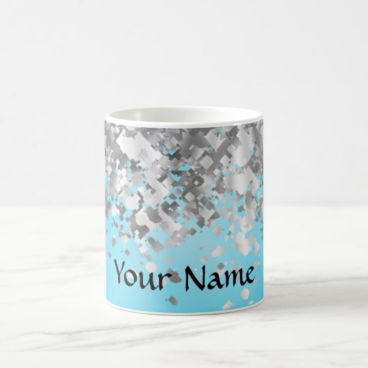 Bleek blauw en faux glitter koffiemok (Center)