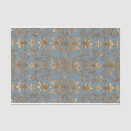Bleek Blauw en Goud Damask Decoupage Tissue Paper Tissuepapier