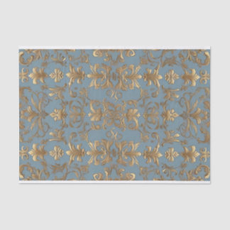 Bleek Blauw en Goud Damask Decoupage Tissue Paper Tissuepapier