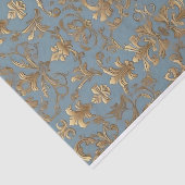 Bleek Blauw en Goud Damask Decoupage Tissue Paper Tissuepapier (Detail)