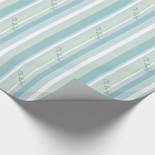 Bleek blauw en groen snijpapier met strips cadeaupapier (Hoek)