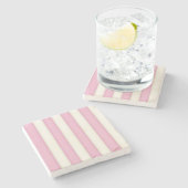 Bleek Blauw en Ivory Stripes Stenen Onderzetter (Zijkant)