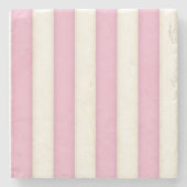 Bleek Blauw en Ivory Stripes Stenen Onderzetter (Voorkant)