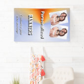 Bleek blauw en oranje fotosjabloon spandoek (Insitu)