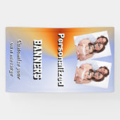 Bleek blauw en oranje fotosjabloon spandoek (Horizontaal)