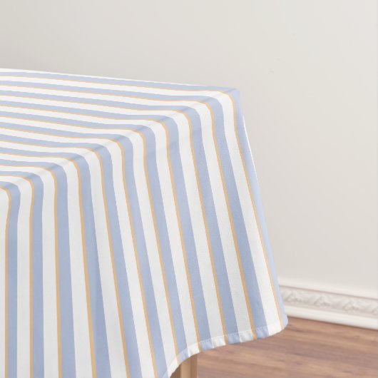 Bleek Blauw en Oranje Stripes Tablecloth Tafelkleed (Voorbeeld)