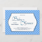 Bleek blauw en wit Baby shower van de Dot Kaart (Voorkant)