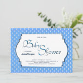 Bleek blauw en wit Baby shower van de Dot Kaart (Staand voorkant)