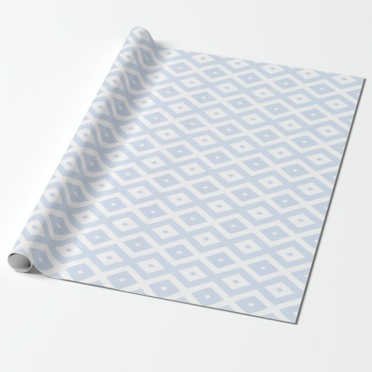 Bleek blauw en wit diamantpatroon cadeaupapier (Uitgerold)