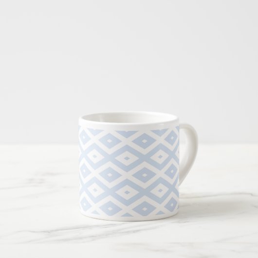 Bleek blauw en wit diamantpatroon espresso kop (Voorkant rechts)