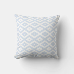 Bleek blauw en wit diamantpatroon kussen