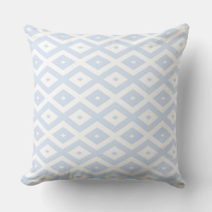 Bleek blauw en wit diamantpatroon kussen