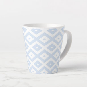 Bleek blauw en wit diamantpatroon latte mok