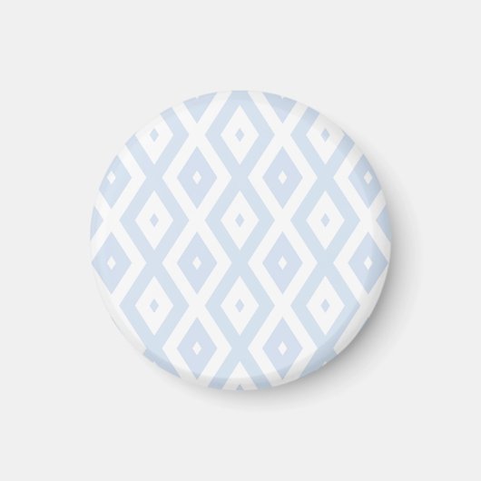 Bleek blauw en wit diamantpatroon magneet (Voorkant)