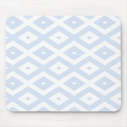 Bleek blauw en wit diamantpatroon muismat (Voorkant)