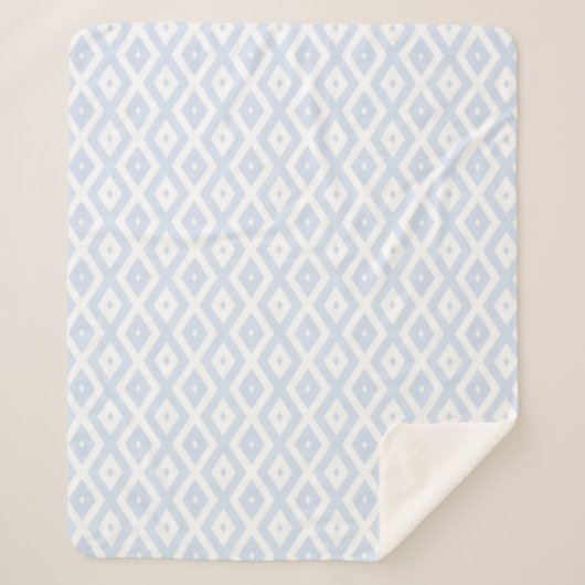 Bleek blauw en wit diamantpatroon sherpa deken (Voorkant)