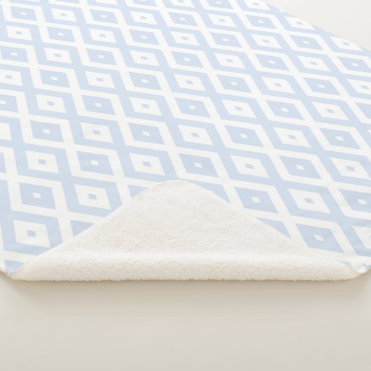Bleek blauw en wit diamantpatroon sherpa deken (3/4)