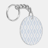 Bleek blauw en wit diamantpatroon sleutelhanger (Voorkant Links)