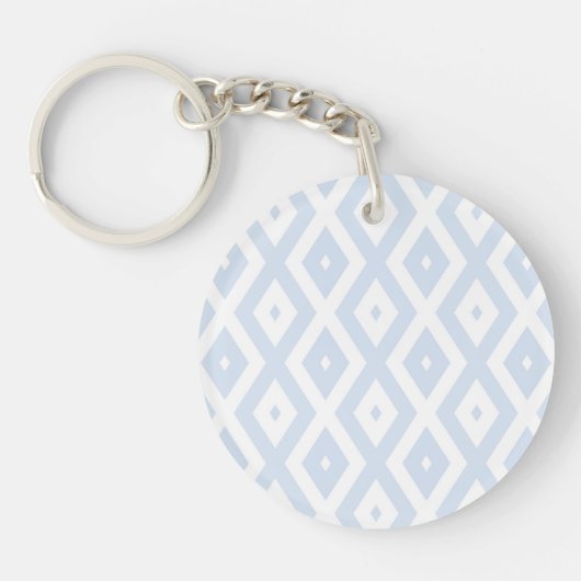 Bleek blauw en wit diamantpatroon sleutelhanger (Voorkant)