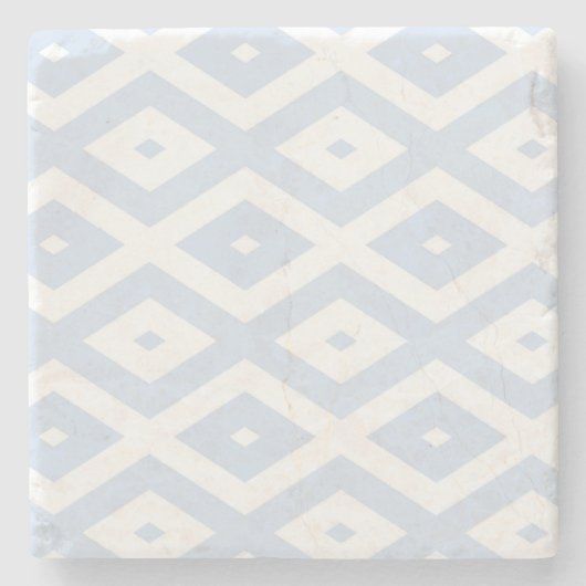 Bleek blauw en wit diamantpatroon stenen onderzetter (Voorkant)