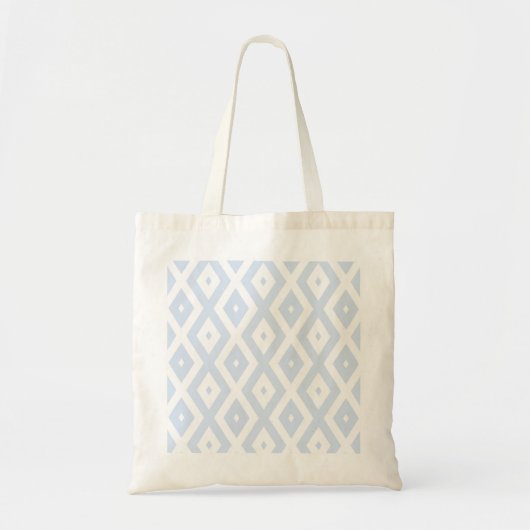 Bleek blauw en wit diamantpatroon tote bag (Voorkant)