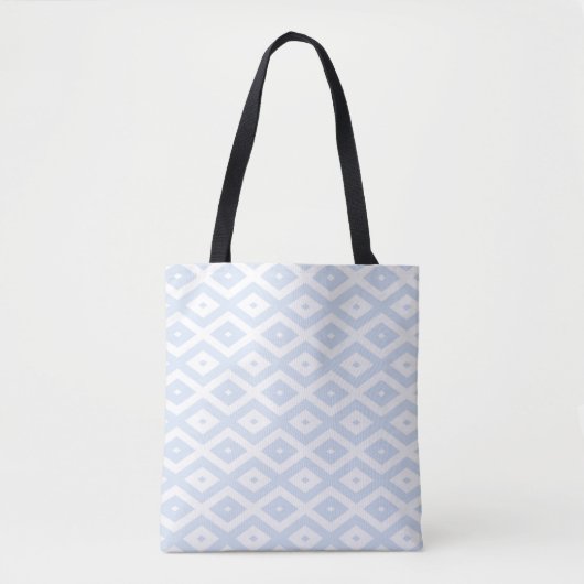 Bleek blauw en wit diamantpatroon tote bag (Voorkant)