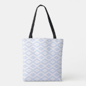 Bleek blauw en wit diamantpatroon tote bag (Achterkant)