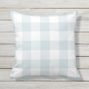 Bleek blauw en wit Gingham Patroon gecheckt Buitenkussen