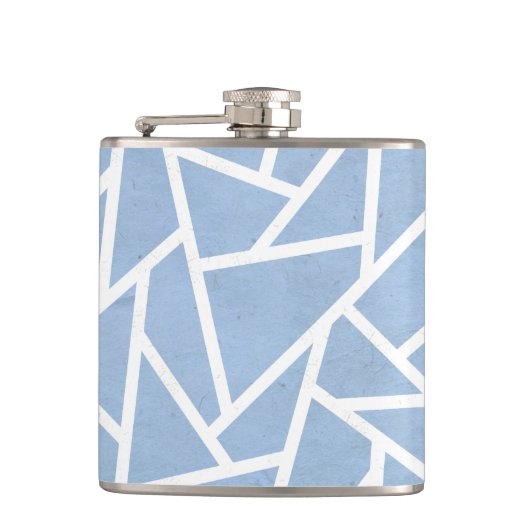 Bleek blauw en wit mozaïekpatroon heupfles (Voorkant)