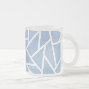 Bleek blauw en wit mozaïekpatroon matglas koffiemok